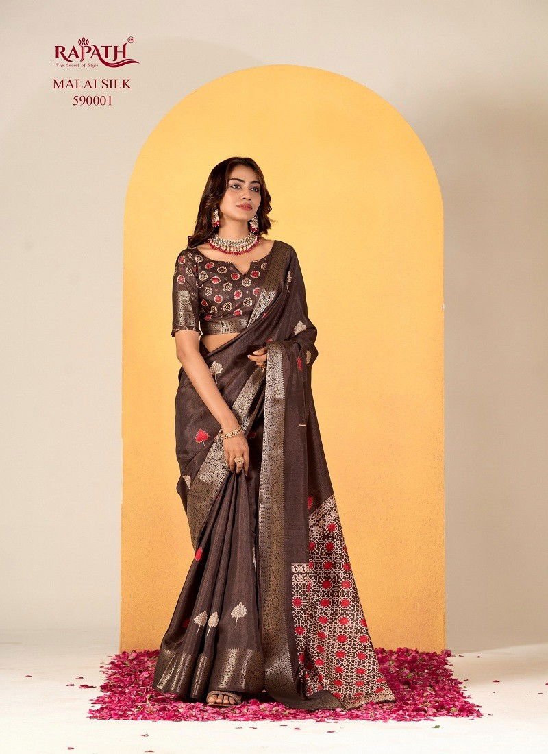 Brown Colour Chocolate By Rajpath Soft Dola Silk Printed Saree Wholesale Online 590001