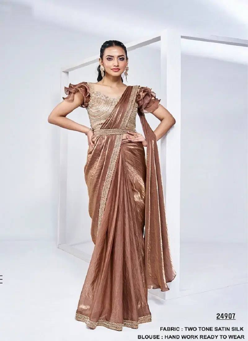 Brown Colour Elyssia Mohmanthan Royal By Mahotsav Designer Party Wear Saree Wholesale In India 24907