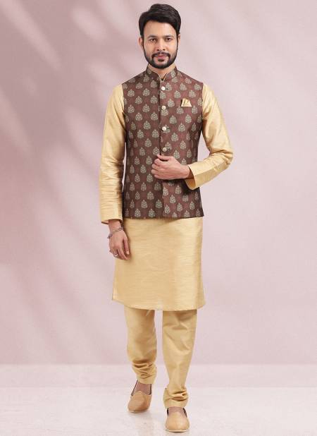 Brown Colour Ethnic Wear Wholesale Kurta Pajama With Jacket Catalog 1823
