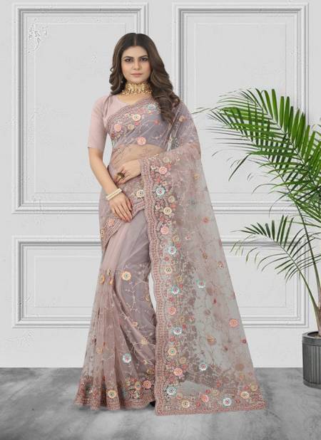 Brown Colour Gloster By Nari Fashion Party Wear Saree Catalog 6896