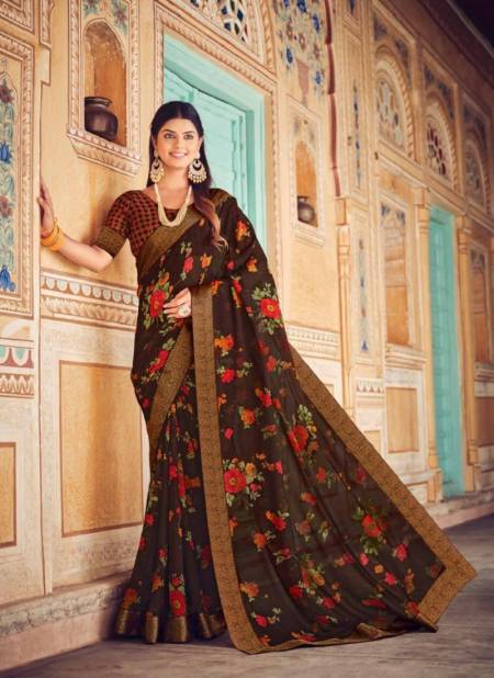 Brown Colour Jalsa Vol 6 By Vipul Georgette Printed Daily Wear Sarees Wholesale Price In Surat 75605