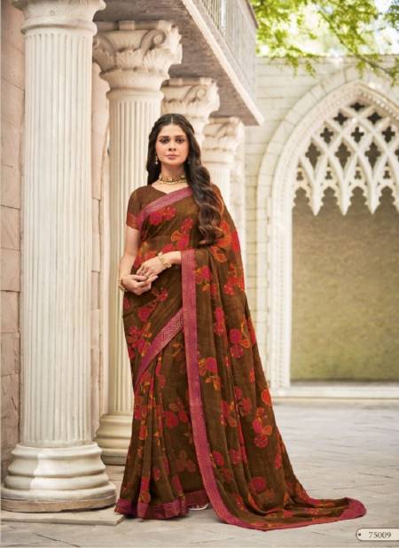 Brown Colour Jaymala Vol 3 By Vipul Georgette Printed Daily Wear Sarees Wholesale Online 75009