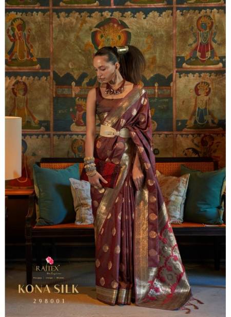 Brown Colour Kona Silk By Rajtex Wedding Saree Catalog 298001