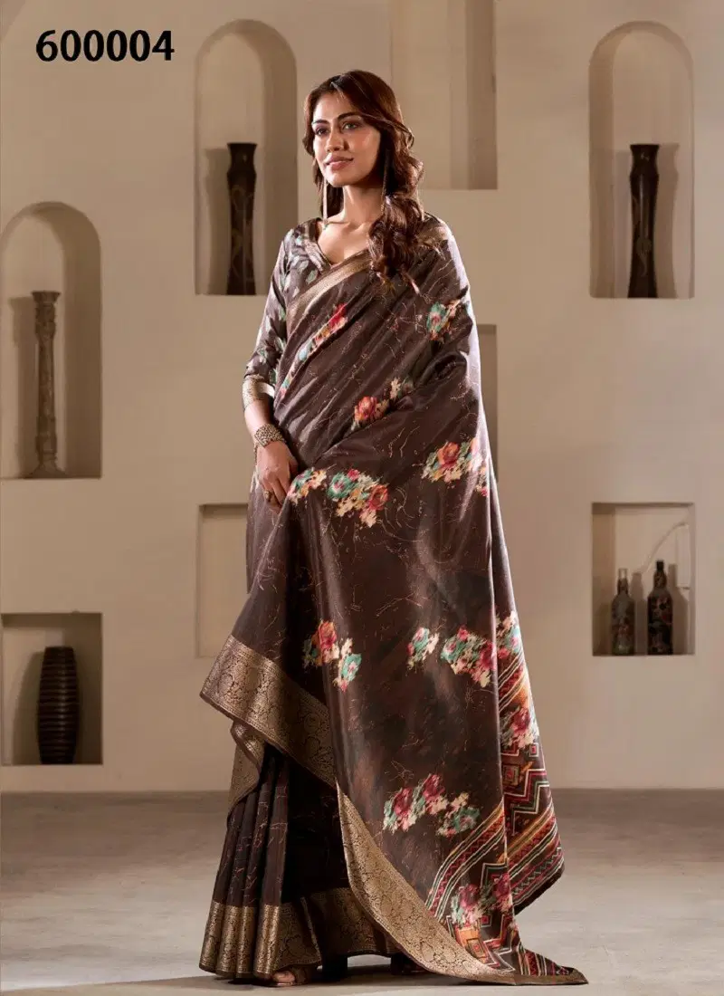 Brown Colour Litchi By Rajpath Soft Dola Silk Saree Wholesalers In Delhi 600004