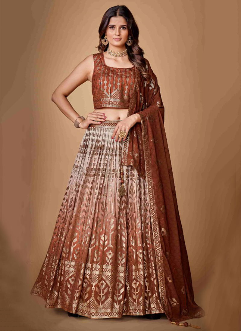 Brown Colour Mahira Vol 2 Arya Designer Wholesale Wedding Wear Lehenga Choli Catalog 43004