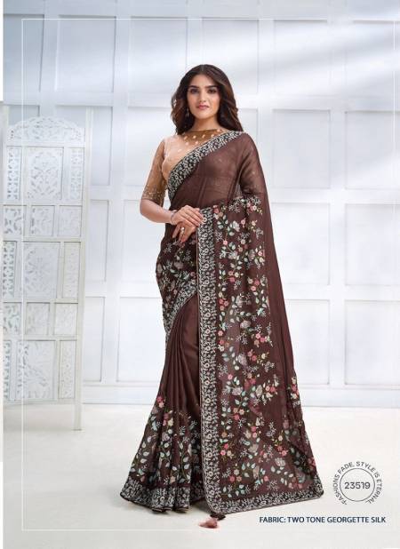 Brown Colour Majestica 23500 By Mahotsav Party Wear Saree Best Wholesale Shop In Surat 23519