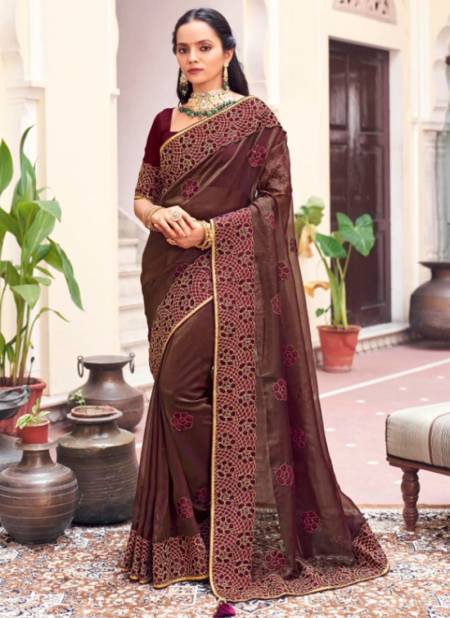 Brown Colour Meera Festive Wear Wholesale Designer Sarees 1607