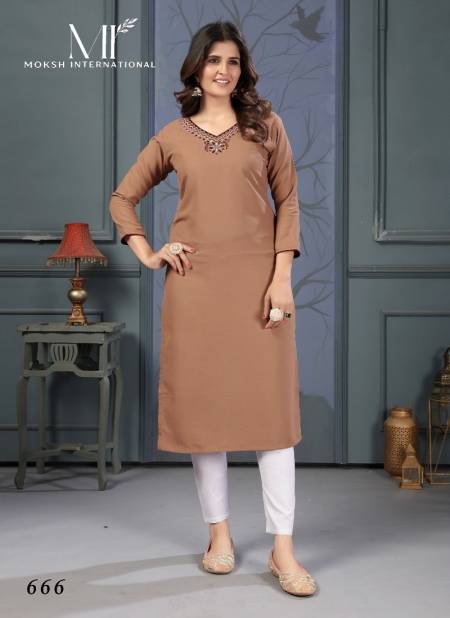 Brown Colour Mirror Vol 2 By Moksh Maaza Cotton Handwork With Pocket Kurti Wholesale Shop In Surat 666