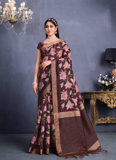 Brown Colour Mohmanthan 22800 Series Aahana By Mahotsav Printed Sarees Catalog 22808