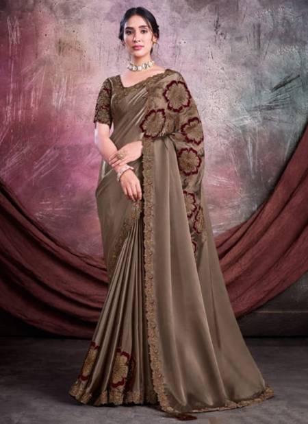 Brown Colour Mohmanthan Sarisha Mahotsav Wholesale Party Wear Sarees Catalog 22707