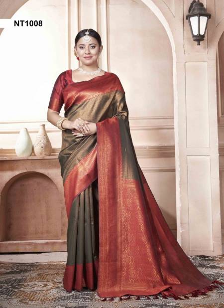 Brown Colour Natasa By 3 Of Kubera Pattu Kanjivaram Silk Sarees Wholesale Online NT1008