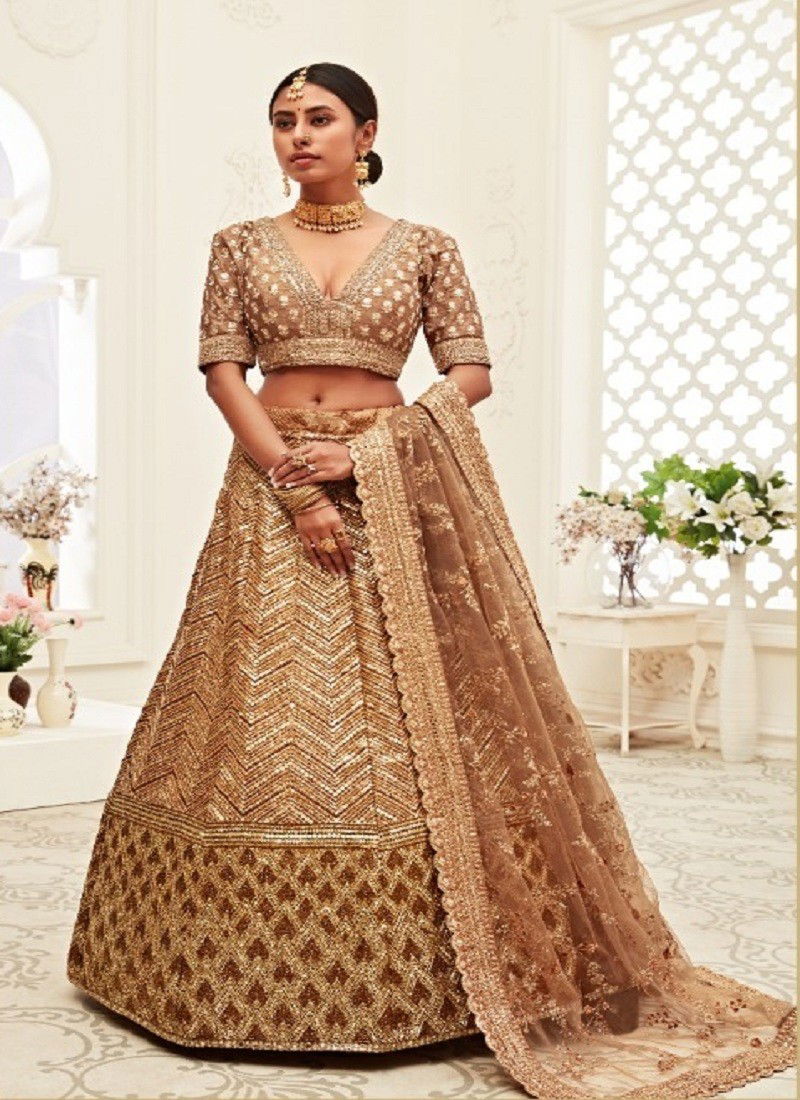 Brown Colour Neo Traditionl Vol 2 By Zeel Clothing Wedding Lehenga Choli Orders In India 7709