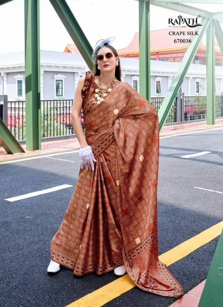 Brown Colour Next Generation By Rajpath Stain Silk Printed Saree Orders In India 670036