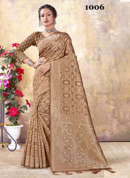 Brown Colour Nyansi By Sangam Wedding Designer Saree Catalog 1006