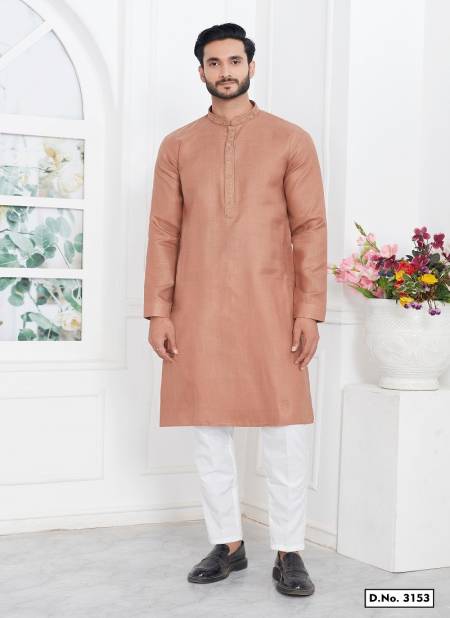 Brown Colour Occasion Mens Wear Premium Linen Cotton Designer Kurta Pajama Wholesale Online 3153