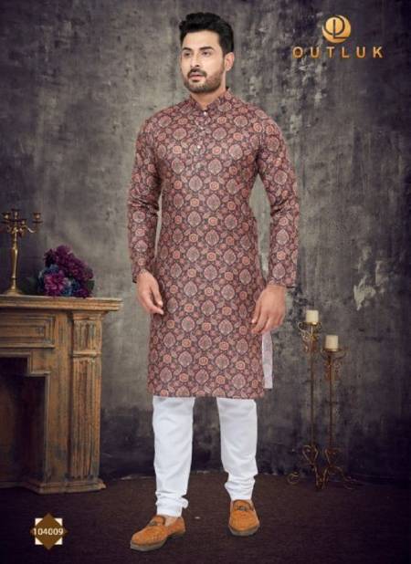 Brown Colour Outluk 104 Function Wear Wholesale Mens Kurta Pajama 104009