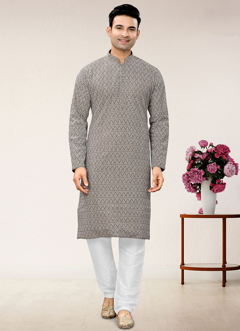 Brown Colour Outluk 114 Occasion Wear Mens Kurta Pajama Catalog 114001