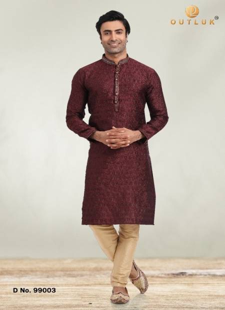Outluk 99 Brown Colour Casual Wear Wholesale Kurta With Pajama Collection 99003