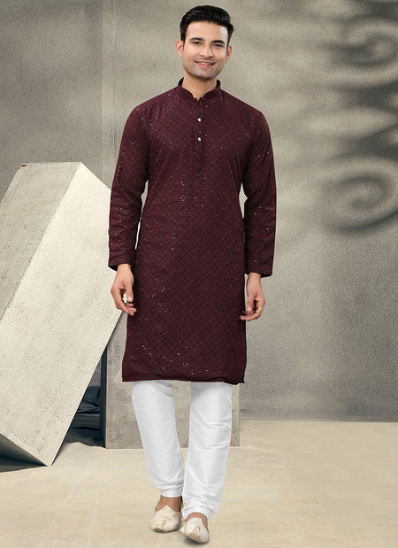 Brown Colour Outluk Vol 112 Festive Wear Mens Kurta Pajama Catalog 112004