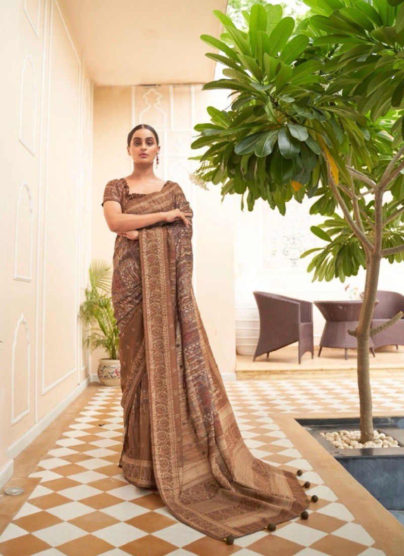 Brown Colour Paathsala By Rewaa Khadi Silk Saree Wholesale Price In Surat R205