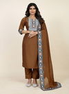 Brown Colour Padmavati Vol 2 By Seamore Chinon Silk Printed Kurti With Bottom Dupatta Wholesale Shop In Surat 5007