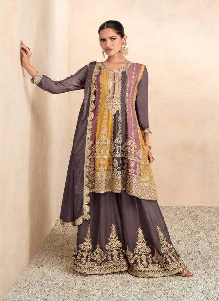 Brown Colour Preet By Gulkayra Chinon Readymade Suits Exporters In India 7401-C