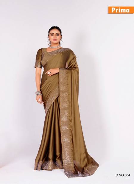 Brown Colour Prima 301 To 305 Black Rangoli Party Wear Saree Wholesale Clothing Suppliers In India 304