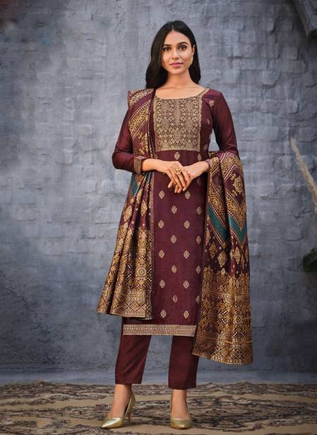 Brown Colour Royal Weave Ikkat By Vipul Chudidar Suits Catalog 4954