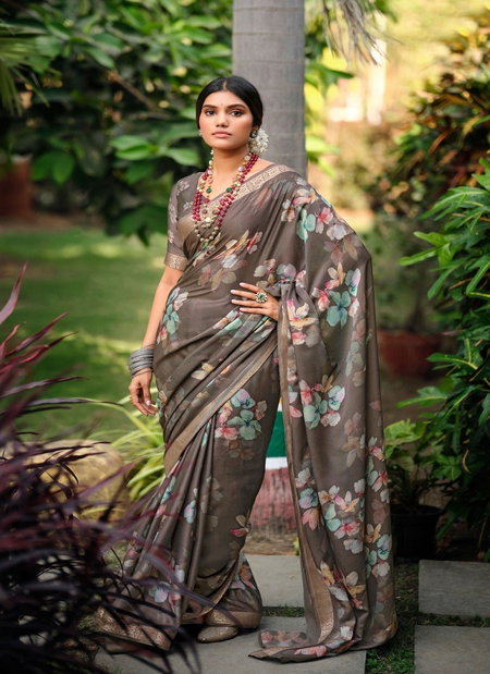 Brown Colour Sahar By Sr Viscose Printed Saree Wholesale Shop In Surat 1010