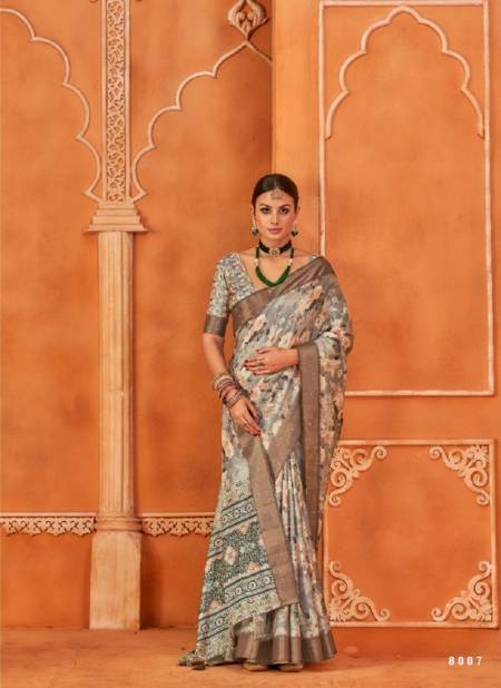 Brown Colour Sakhi By Pankh Silk Printed Designer Saree Catalog 8007
