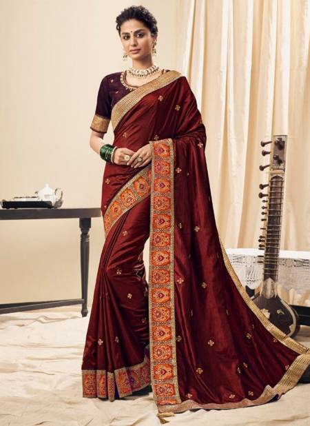 Brown Colour Sargam Designer Wholesale Wedding Wear Saree Catalog 3802