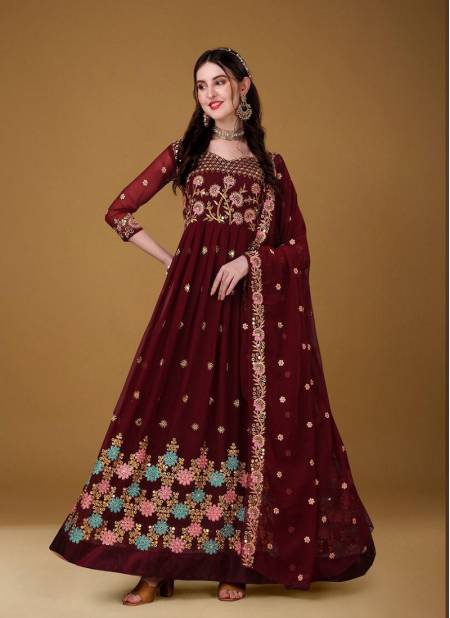 Brown Colour Shreeja By Biva Gown Catalog 7001