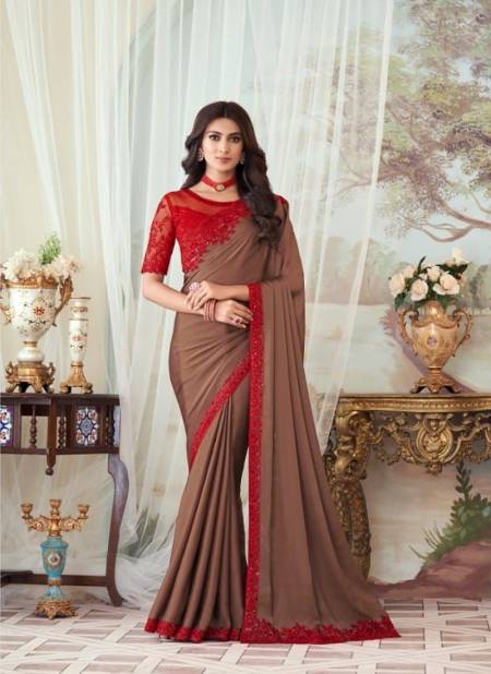 Brown Colour Silver Screen Vol 17 By TFH Party Wear Sarees Catalog 27013