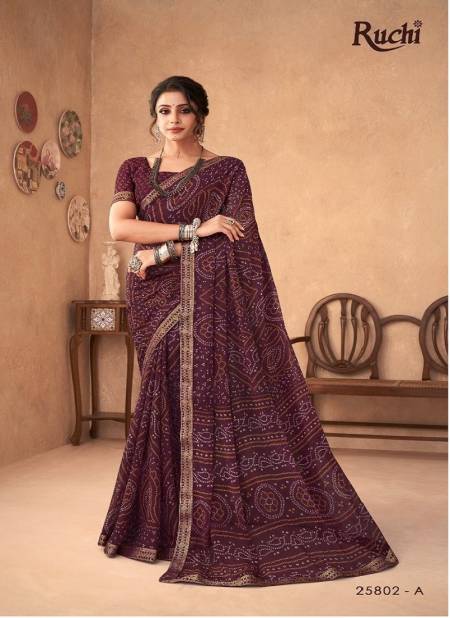 Brown Colour Simaya Vol18 By Ruchi Chiffon sarees catalog 25802-A
