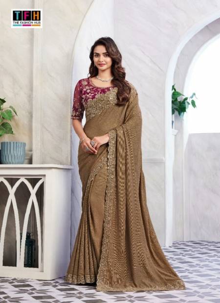 Brown Colour Silver Screen Vol 19 By Tfh Heavy Designer Party Wear Sarees Wholesale Suppliers In India 29013