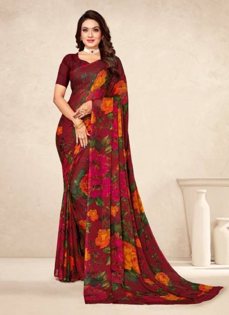 Brown Colour Star Chiffon Vol 118 By Ruchi Daily Wear Saree Catalog 24313 A