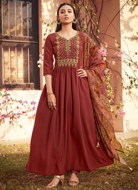 Brown Colour Suhani Designer Wholesale Anarakali Salwar Suit Catalog 1005
