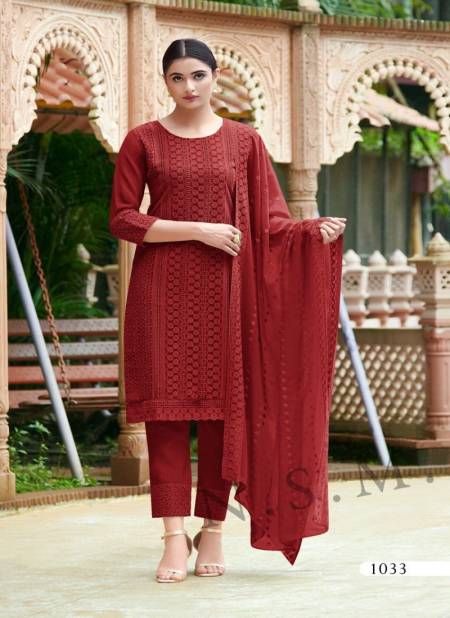 Brown Colour Summer Cool By Liza Georgette Kurti Bottom With Dupatta Catalog 1033