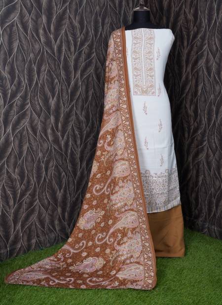 Brown Colour Tuffy By Gulzara Pashmina Non Catalog Dress Material 4016 D