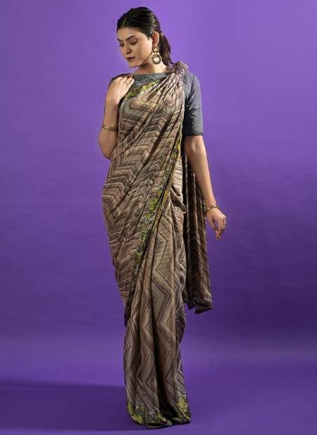 Brown Colour Vasansi Printed Wholesale Daily Wear Sarees 6604
