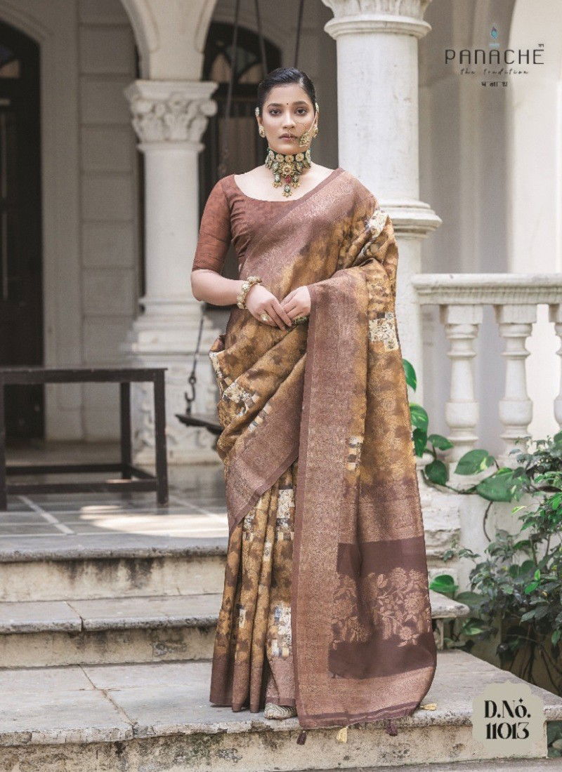 Brown Colour Zenisha By Bhumi Silk Daily Wear Saree Wholesale Shop In Surat 11013