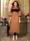 Brown Colour Latest Collection Of Khadi Cotton Straight Cut Kurtis 507