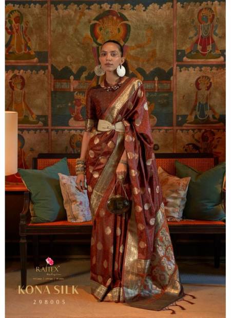 Brown Kona Silk By Rajtex Wedding Saree Catalog 298005