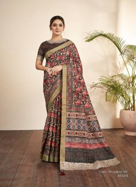 Brown Multi Colour Norita 43500 Nirvi By Mahotsav New Festive Wear Designer Saree Wholesale Market In Surat 43513