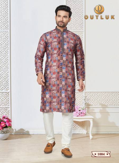 Brown Outluk Wedding Collection 1 Cotton Mens Wear Kurta Pajama Catalog 1004