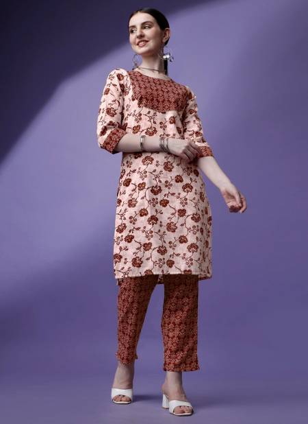 Brown Raisin Magic Rayon Daily Wear Designer Kurti With Bottom Catalog OLSET0005