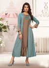 Brown Designer Festive and Party wear Heavy Rayon Printed Kurtis with Shrug 2505