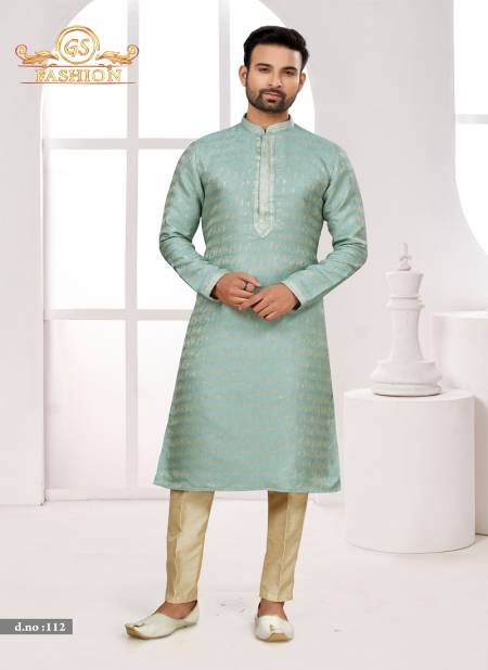 C Green Colour Function wear Lukhnavi Mens Kurta Pajama Catalog 112
