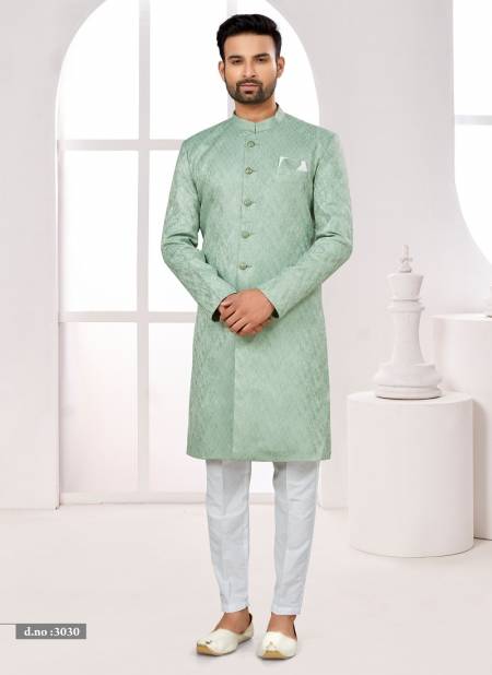 C Green Colour Party wear Exclusive Indo Western Mens wear Catalog 3030