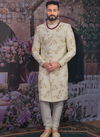 Caream Art Embroidered Banarasi Silk Wedding Designer Sherwani 180561